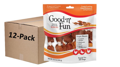 HOTGood 'n' Fun Kabobs Long-Lasting Dog Treat Made With Real Protein, 48 oz | Premium Chicken, Pork and Beef Hide Chew, Supports Dental Health and Mental Stimulation, For Adult Dogs