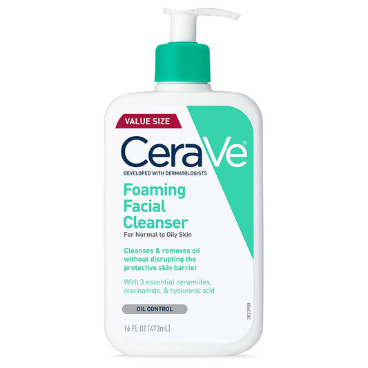 HOTCeraVe Foaming Facial Cleanser, Daily Face Wash for Oily Skin, Hyaluronic Acid + Ceramides + Niacinamide, Fragrance Free, Non-Drying Oil Control Face Wash, 16 Fluid Ounces