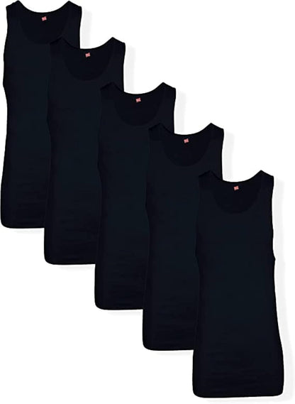 HOTHanes Men’s Tall 100% Cotton Ribbed Tank Tagless Undershirts, Multipack