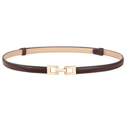 HOTXZQTIVE Women's Thin Leather Belt – Adjustable Casual Office Belt for Dresses Jeans Pants – Gold Buckle, Multi-Color