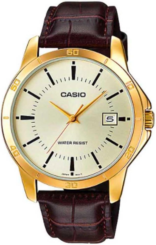 HOTCasio Men's MTP-V004GL-9A Date Quartz Watch with Genuine Leather