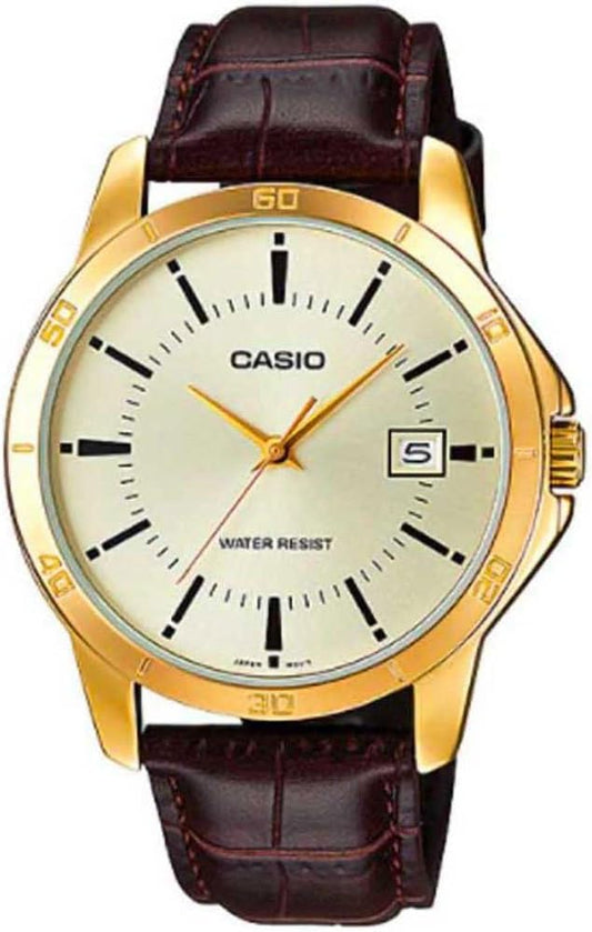 HOTCasio Men's MTP-V004GL-9A Date Quartz Watch with Genuine Leather