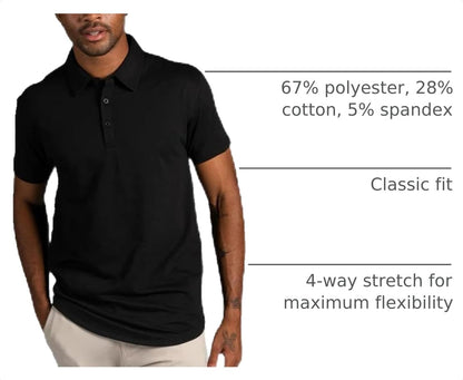HOTBYLT Men's Drop-Cut Polo – Collared Casual Shirt for Men – Soft Polyester, Cotton, and Spandex Blend – Wrinkle Resistant