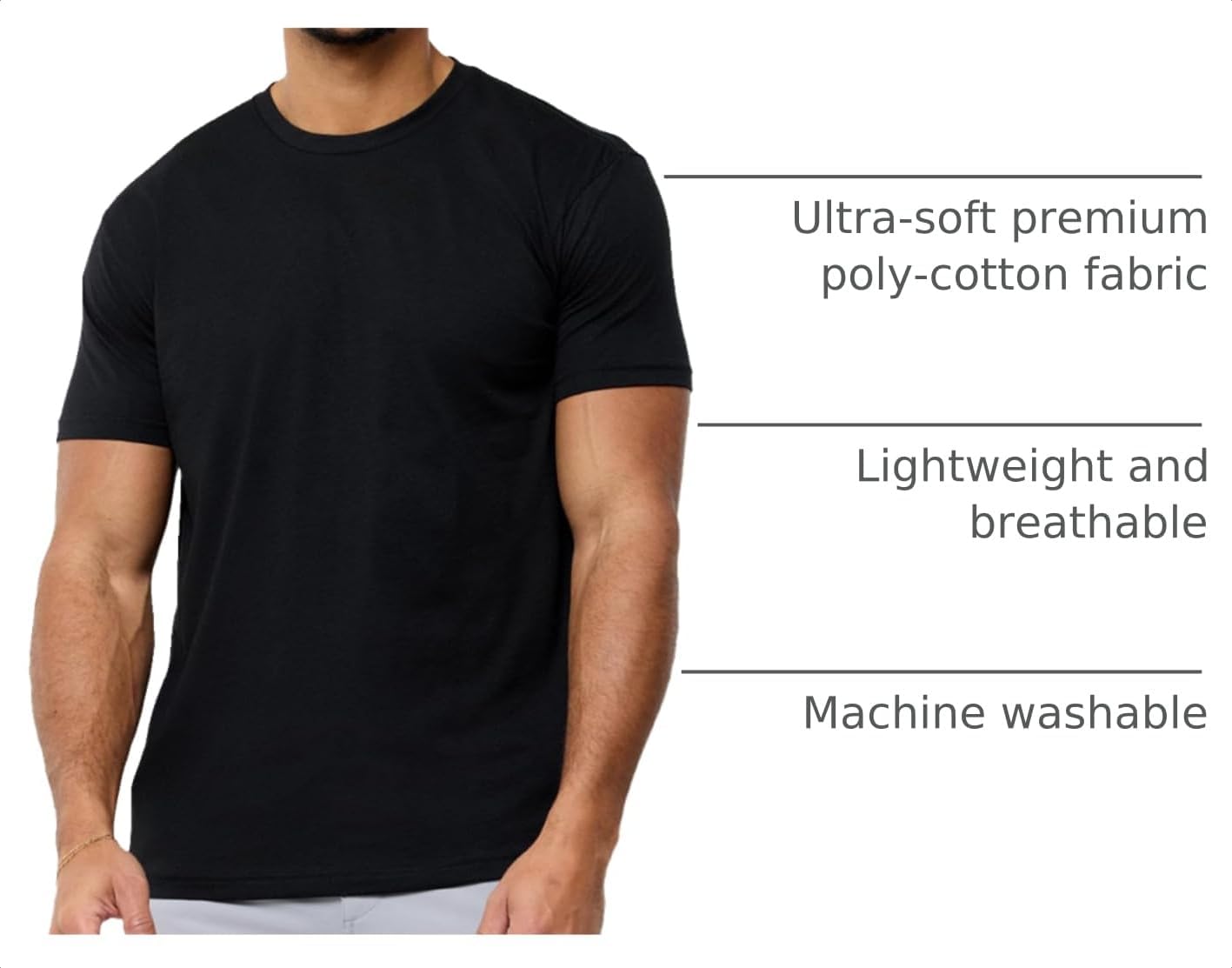 HOTMens T Shirts Soft Cotton Crew Neck Athletic Fit Casual Tees S-4XL | Soft cotton blend casual tee shirts with 4-way stretch - tag-free athletic fit for gym, work & casual wear. A go-to gift.