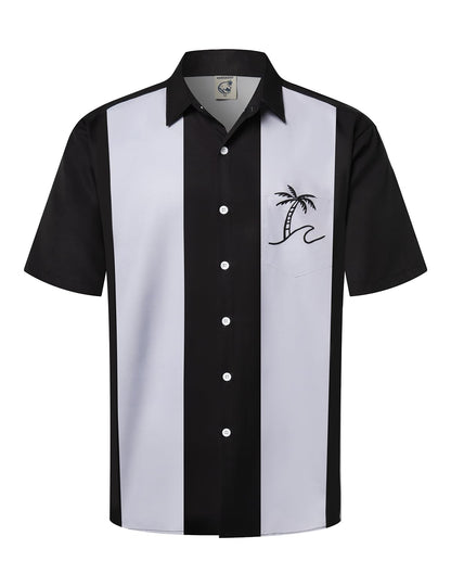 HOTHardaddy Men's Vintage Bowling Shirt Short Sleeve Button Down Hawaiian Summer Beach Printed Casual Shirts