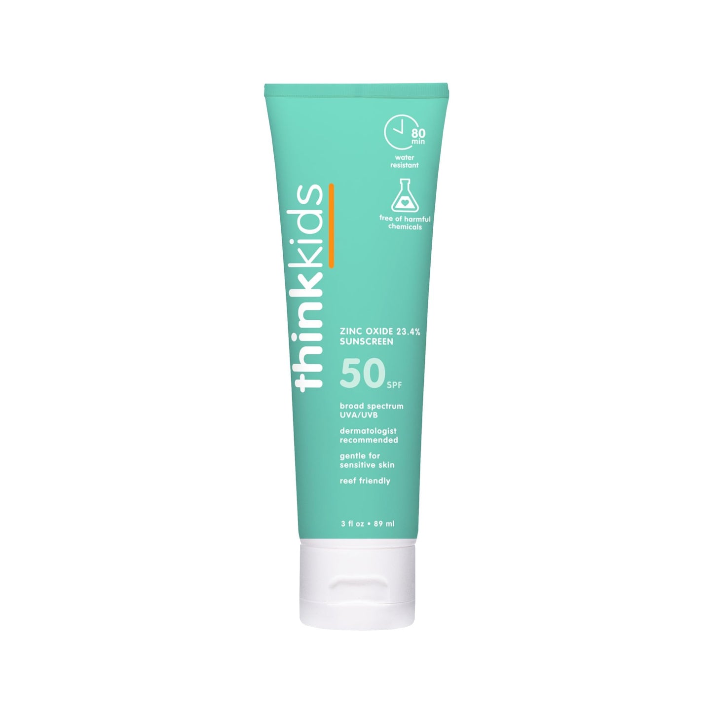 HOTThinkkids SPF 50+ Mineral Sunscreen, 6 Fl Oz – Safe, Natural Baby Mineral Sunscreen for Children - Water Resistant Sun Cream – Broad Spectrum UVA/UVB Sun Protection – Reef Safe