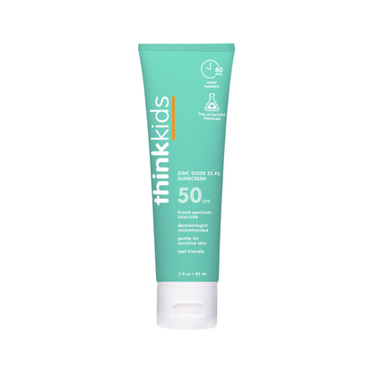 HOTThinkkids SPF 50+ Mineral Sunscreen, 6 Fl Oz – Safe, Natural Baby Mineral Sunscreen for Children - Water Resistant Sun Cream – Broad Spectrum UVA/UVB Sun Protection – Reef Safe