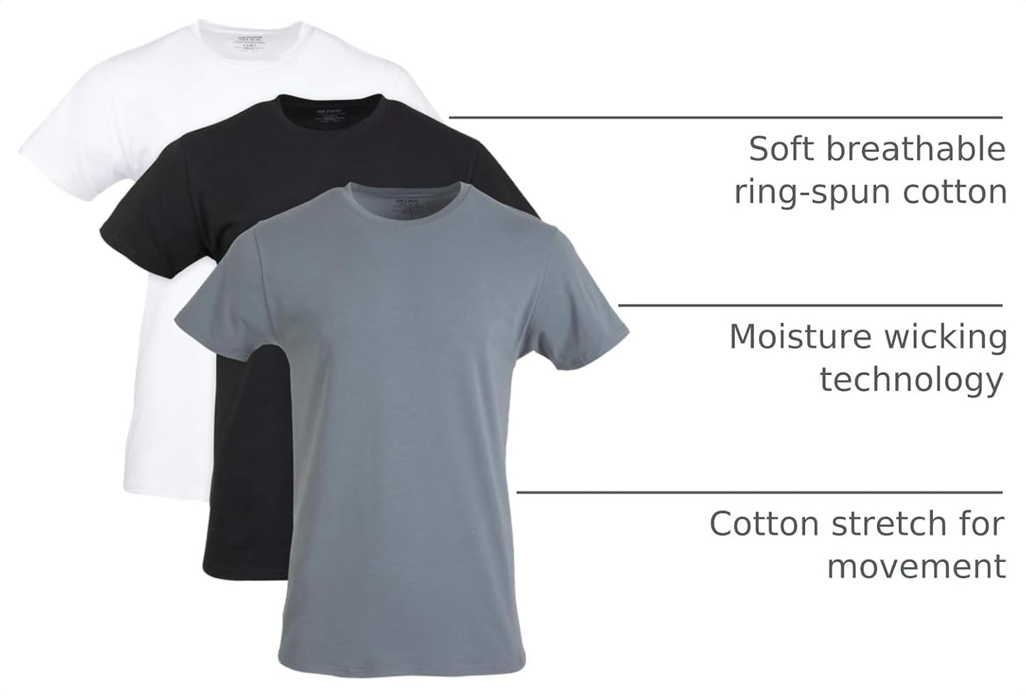 HOTGildan Men's Cotton Stretch T-Shirts, Multipack