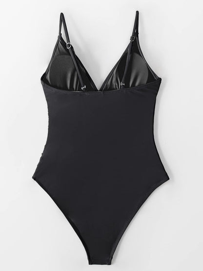 HOTCUPSHE Women's One Piece Swimsuit Tummy Control V Neck Bathing Suits | Adjustable Spaghetti Straps,Soft Removable Cups,Modest Bathing Suit For Vacation And Beach,Pool Side
