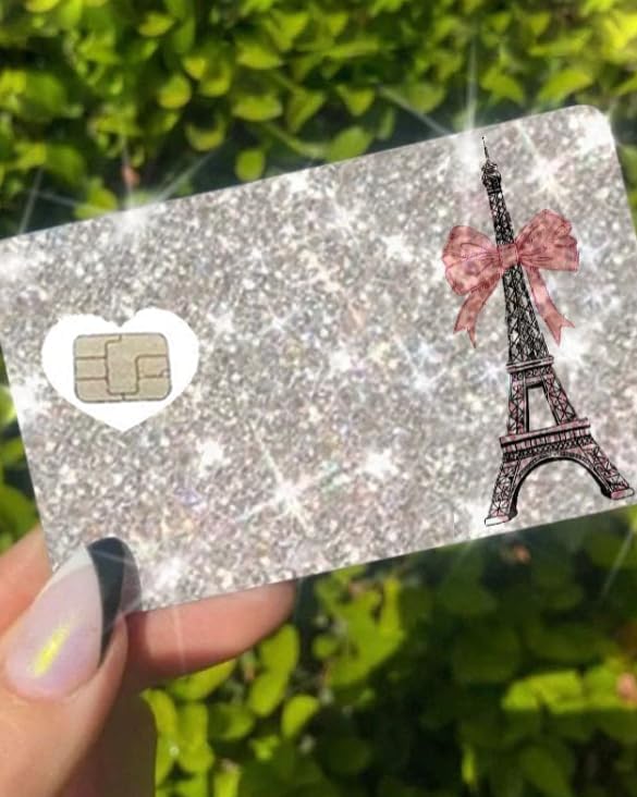 HOTExotixCard The Original Reflective Sticker Ultra Bling Debit - Credit Card Shiny Skin Removable Cover Especially Bright Back Information Card Cover Silver Heart ExotixLuv Luxury (Bow Pink Hot)