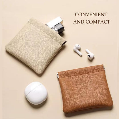 HOTLeather Coin Purse Pouch with Magnetic Closure Lipstick Organizer, Change Purse for Women/Men Keys Storage Pouch (black-S)