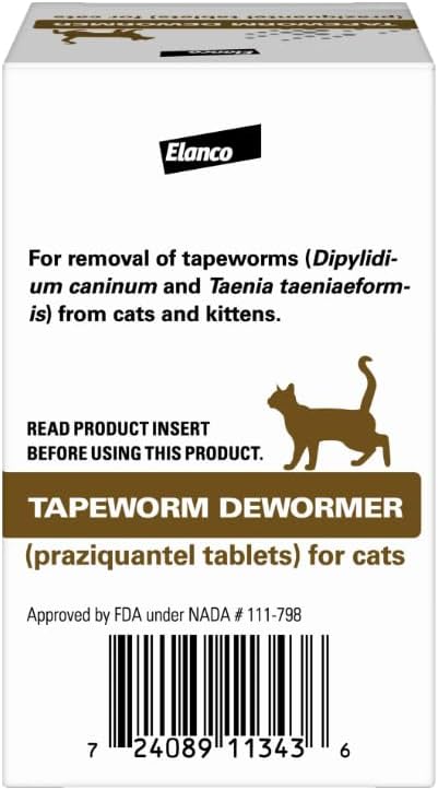 HOTElanco Tapeworm Dewormer (praziquantel tablets) for Cats and Kittens 6 Weeks and Older, 3-count