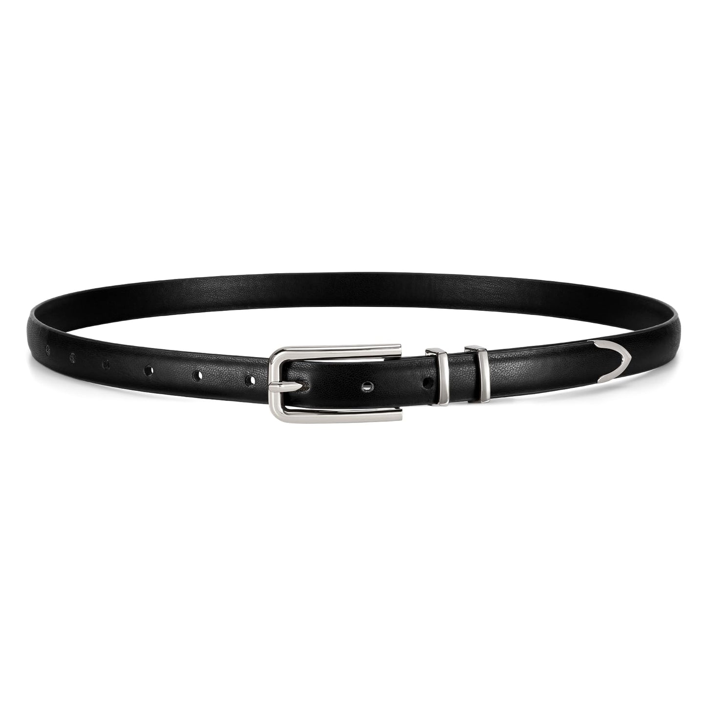 HOTJASGOOD Women's Skinny PU Leather Belt Thin Waist Belt with Gold Buckle for Jeans Pants Dresses 0.7