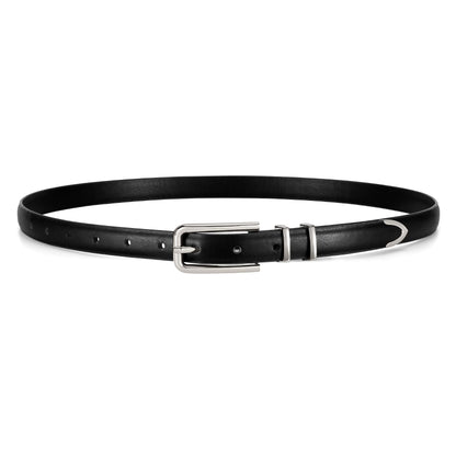 HOTJASGOOD Women's Skinny PU Leather Belt Thin Waist Belt with Gold Buckle for Jeans Pants Dresses 0.7