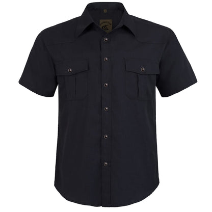 HOTMens Western Cowboy Pearl Snap Short Sleeve Casual Two Pockets Work Solid Derss Button Up Wrinkle Free Shirts