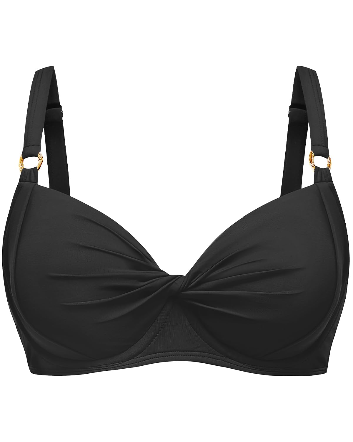 HOTWomen Underwire Bikini Top - Bra Padded Push Up Swimsuit Top | Twist Front Design, Wide Adjustable Straps,Unremovable Cups for Fixed Lift,Full Lining,3-gear Adjustable Hook Closure
