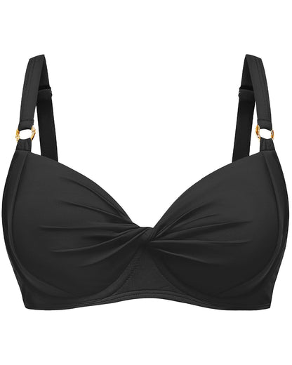 HOTWomen Underwire Bikini Top - Bra Padded Push Up Swimsuit Top | Twist Front Design, Wide Adjustable Straps,Unremovable Cups for Fixed Lift,Full Lining,3-gear Adjustable Hook Closure