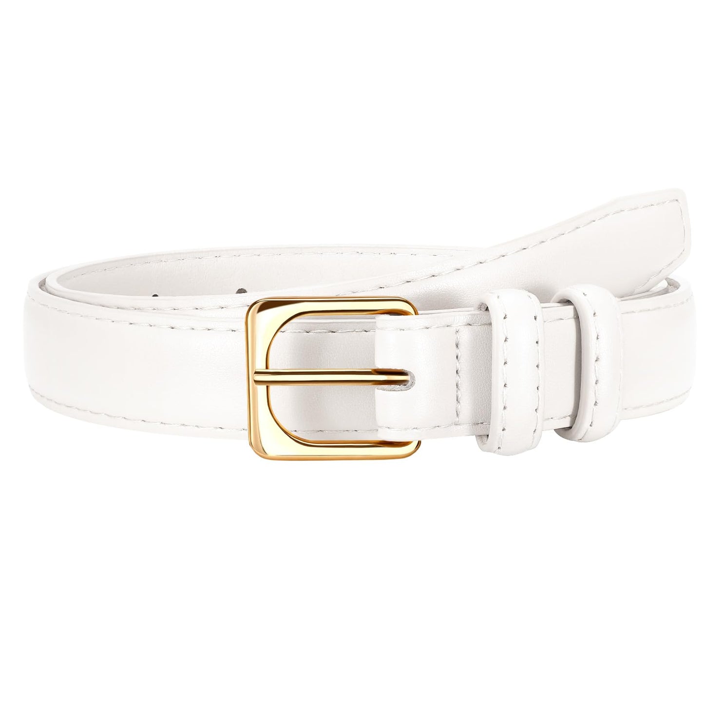 HOTVONMELLI Womens Thin Leather Belt for Jeans Pants Dress Fashion Skinny Belt with Gold Buckle for Women