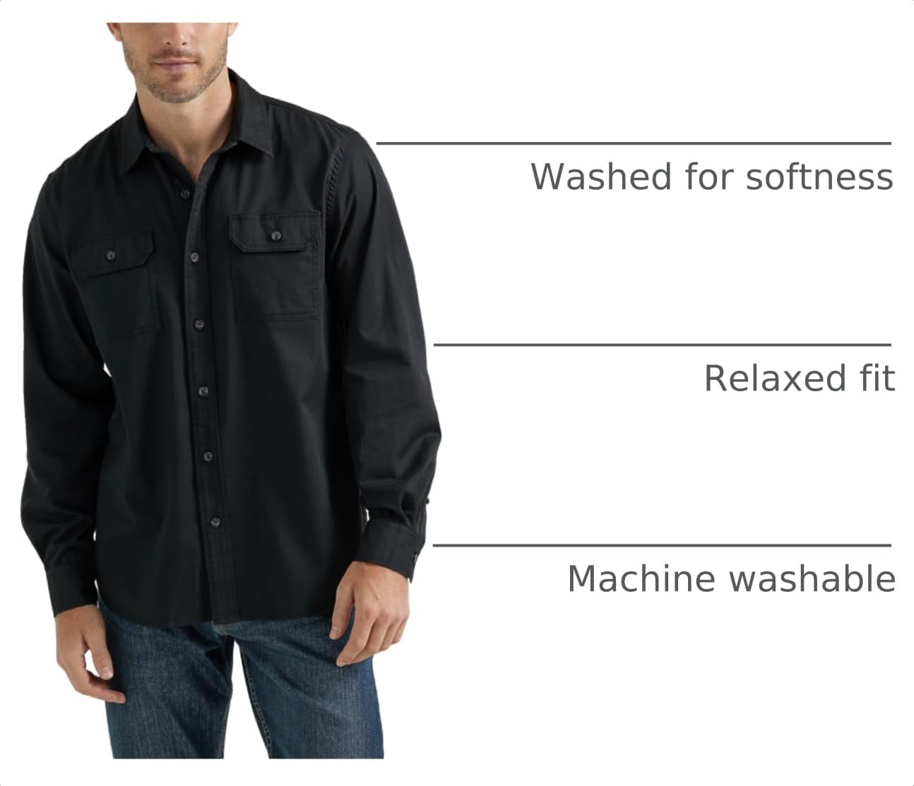 HOTWrangler Authentics Men's Long Sleeve Classic Woven Shirt