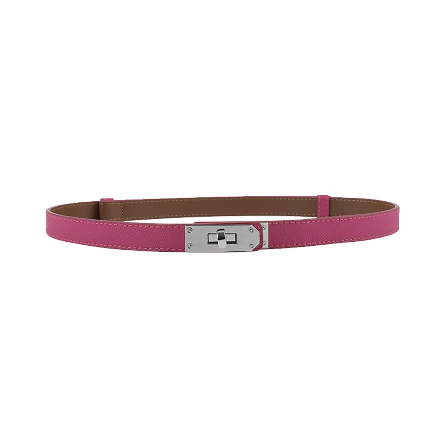 HOTANHAISHUILV Women's Skinny Leather Belt with Adjustable Golden Turn-Lock Buckle - Ideal for Dresses, Jeans, and Coats