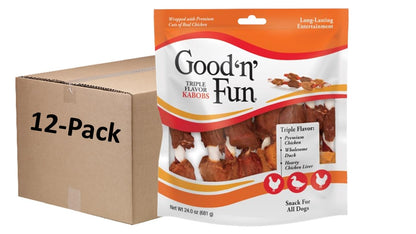 HOTGood 'n' Fun Kabobs Long-Lasting Dog Treat Made With Real Protein, 48 oz | Premium Chicken, Pork and Beef Hide Chew, Supports Dental Health and Mental Stimulation, For Adult Dogs