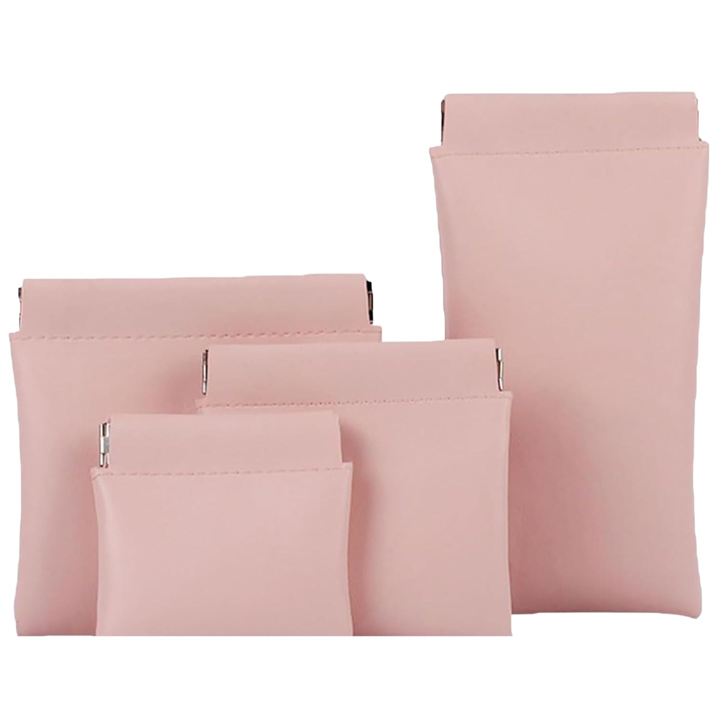 HOTSnap Closure Organizer Coin Purse Pouch, 4PCS PU Leather Pouch Holder Set for Purse, No Squeeze Snap Closure Small Pouches for Makeup, Tech, Travel & Daily Use (Purple)