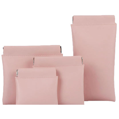 HOTSnap Closure Organizer Coin Purse Pouch, 4PCS PU Leather Pouch Holder Set for Purse, No Squeeze Snap Closure Small Pouches for Makeup, Tech, Travel & Daily Use (Purple)