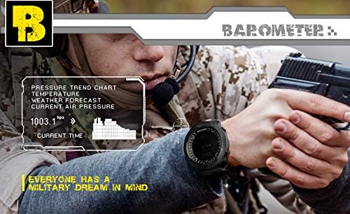 HOTNORTH EDGE Military Watch for Men Large Face Tactical Survival Digital Wrist Watch with Altimeter, Compass, Barometer, Waterproof, Pedometer for Outdoor Sports & Hiking (Apache)
