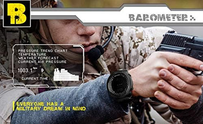 HOTNORTH EDGE Military Watch for Men Large Face Tactical Survival Digital Wrist Watch with Altimeter, Compass, Barometer, Waterproof, Pedometer for Outdoor Sports & Hiking (Apache)
