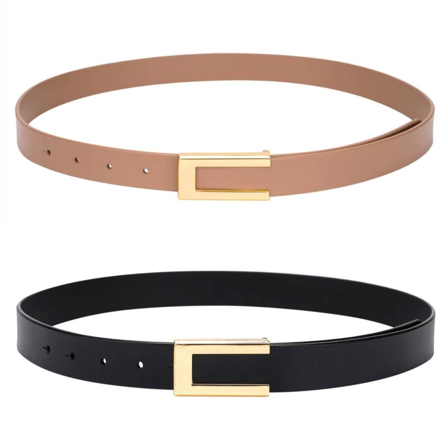 HOTYooAi Womens Leather Belt Skinny Waist Belt for Dresses Jeans Pants with Gold Buckle