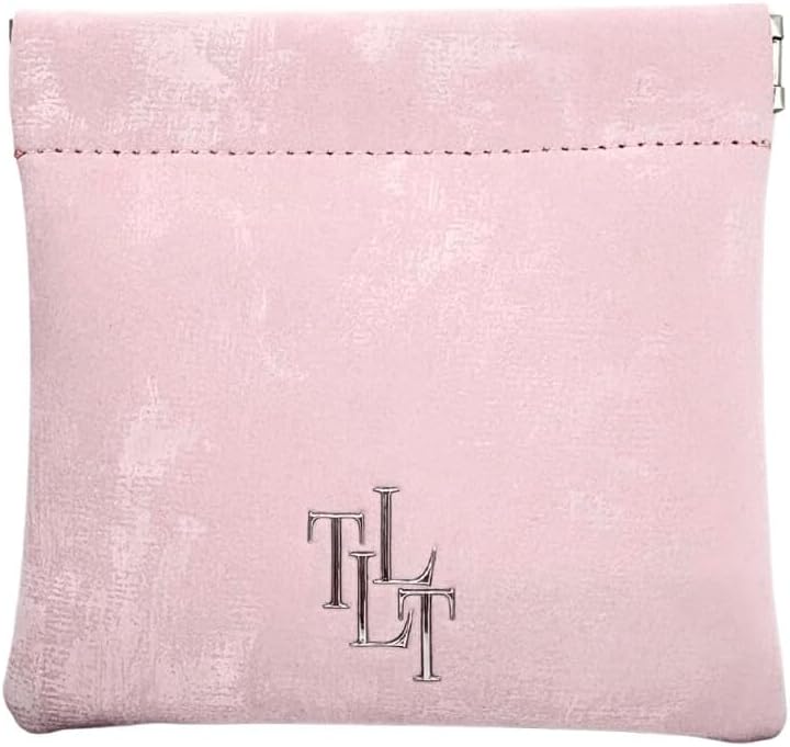 HOTSatin Leather Mini Pouch for Women, Small Coin Purse Jewelry Organizer Travel Bag, Pink, Gift Box Included