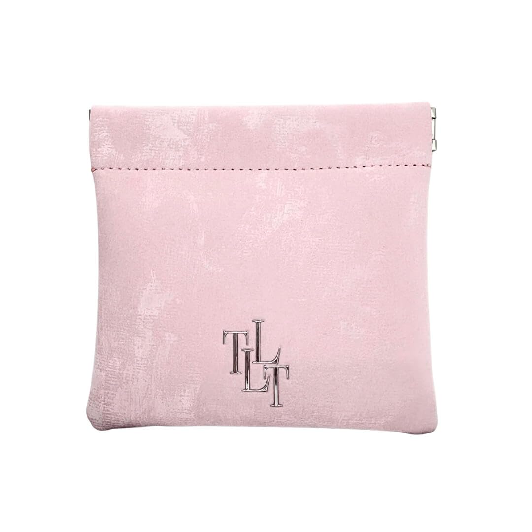 HOTSatin Leather Mini Pouch for Women, Small Coin Purse Jewelry Organizer Travel Bag, Pink, Gift Box Included