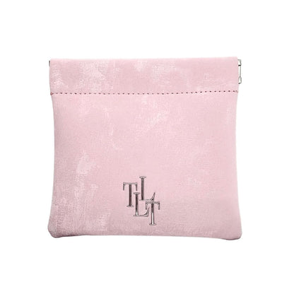 HOTSatin Leather Mini Pouch for Women, Small Coin Purse Jewelry Organizer Travel Bag, Pink, Gift Box Included