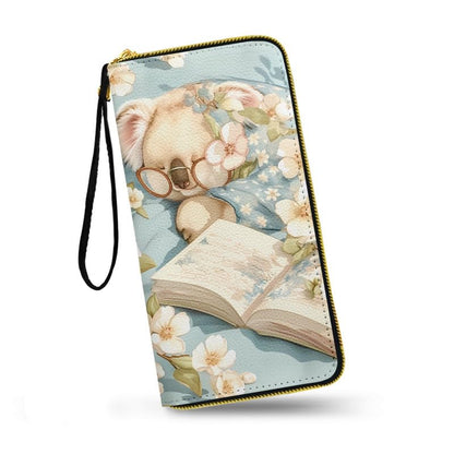 HOTMacaw Bird Lover Print Womens Wallet Leather Zip Around Wallet Tropical Forest Scarlet Macaw Parrot Long PU Leather Card Organizer Clutch with Wristlet