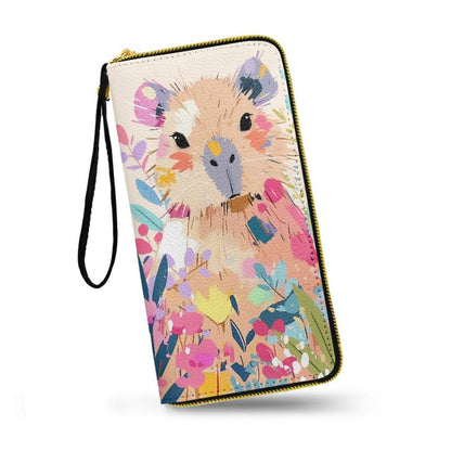 HOTMacaw Bird Lover Print Womens Wallet Leather Zip Around Wallet Tropical Forest Scarlet Macaw Parrot Long PU Leather Card Organizer Clutch with Wristlet