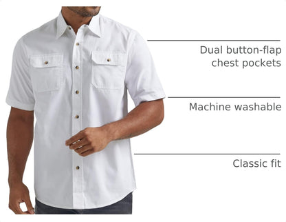 HOTWrangler Authentics Men's Short Sleeve Classic Woven Shirt