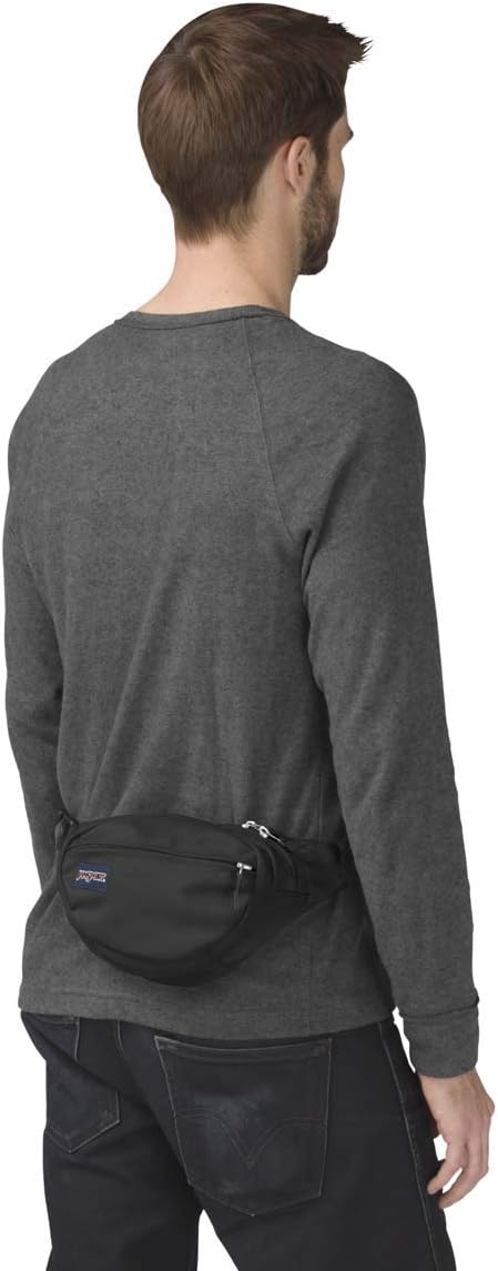 HOTJanSport Fifth Avenue Fanny Pack Crossbody Bags for Women, Men - Stylish, Durable Waist Bag with Adjustable Belt, Main Zippered Pocket, Quick Stash Pocket, Travel Essentials, Black
