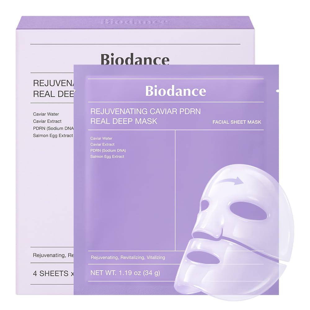 HOTBIODANCE Bio-Collagen Real Deep Mask, Hydrating Overnight Hydrogel Face Mask, Pore Minimizing, Elasticity, Plumping, Travel Essentials & Self Care Gifts for Women, Korean Skin Care | 1.19oz(34g) x 4ea