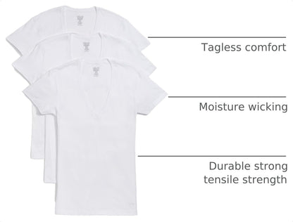 HOT2(X) IST Men's Essential Cotton Slim Fit Deep V-Neck T-Shirt 3-Pack