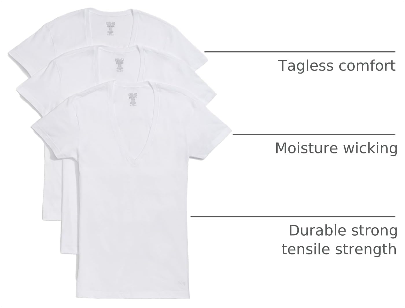 HOT2(X) IST Men's Essential Cotton Slim Fit Deep V-Neck T-Shirt 3-Pack