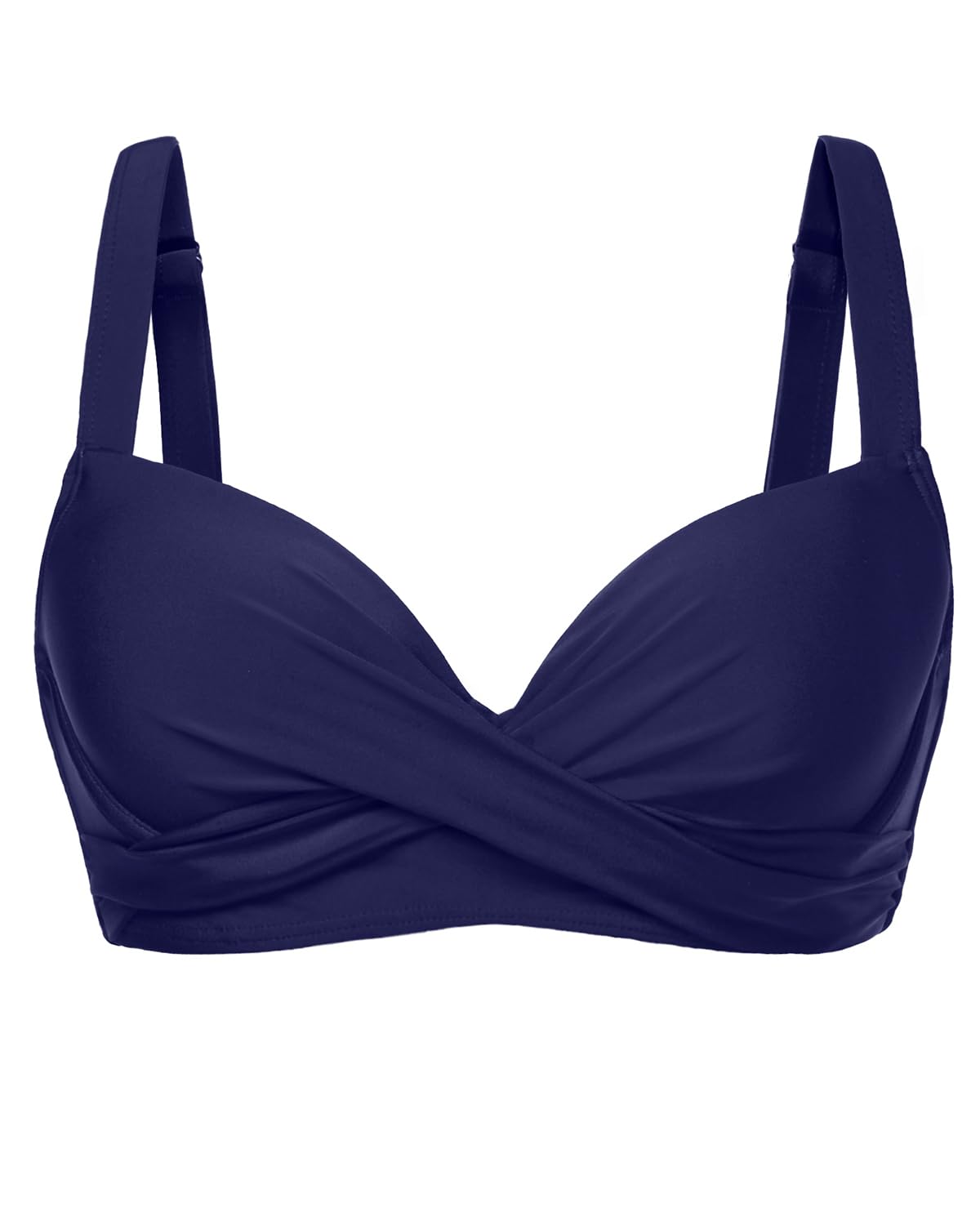 HOTWomen Underwire Bikini Top - Bra Padded Push Up Swimsuit Top | Twist Front Design, Wide Adjustable Straps,Unremovable Cups for Fixed Lift,Full Lining,3-gear Adjustable Hook Closure