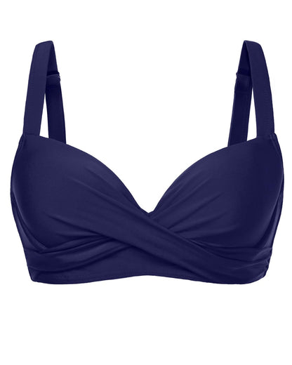 HOTWomen Underwire Bikini Top - Bra Padded Push Up Swimsuit Top | Twist Front Design, Wide Adjustable Straps,Unremovable Cups for Fixed Lift,Full Lining,3-gear Adjustable Hook Closure