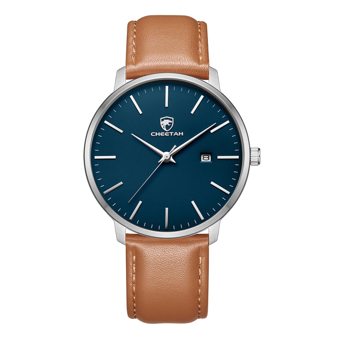 HOTCHEETAH Minimalist Waterproof Quartz Watches for Men with Leather Strap, Auto Date