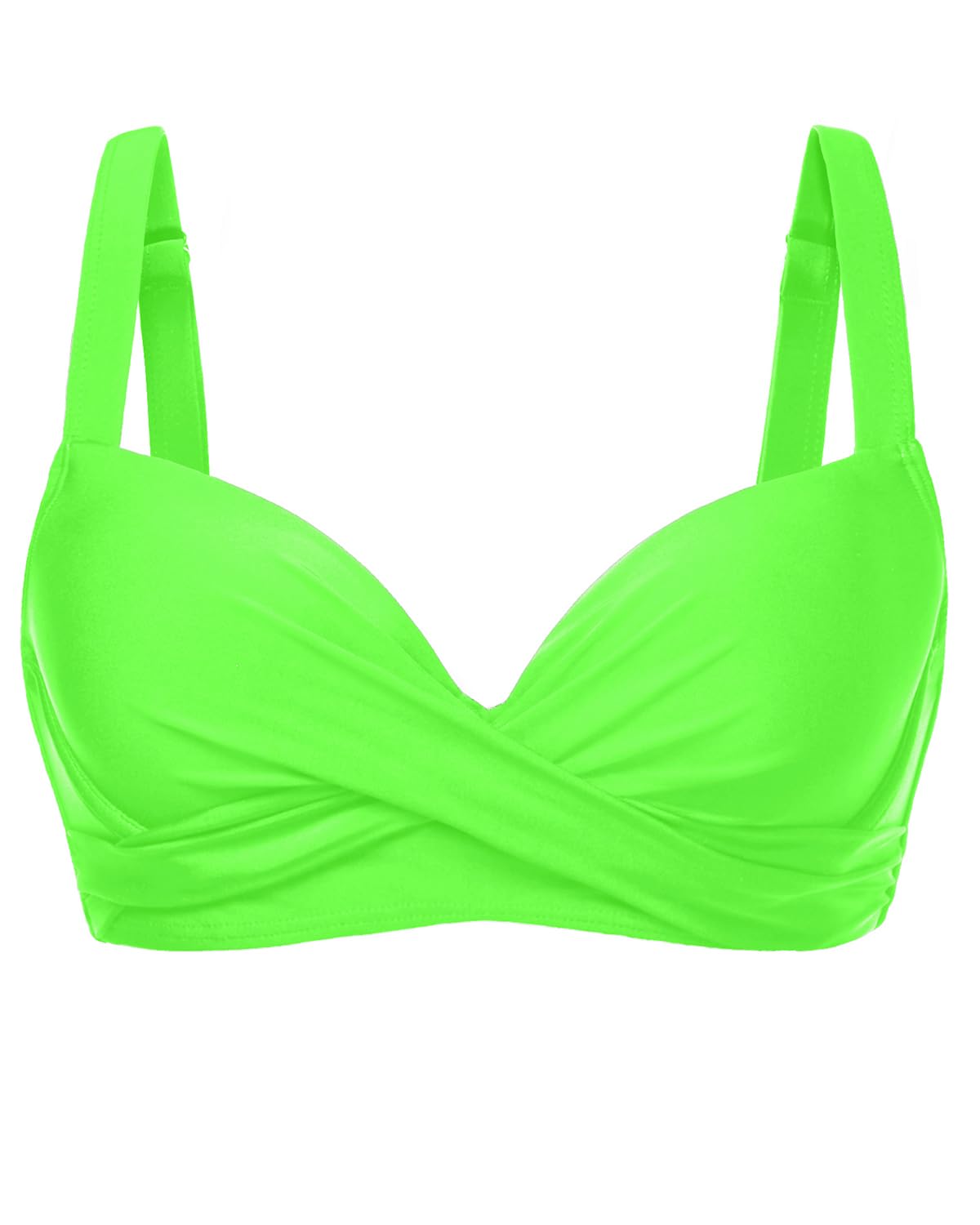 HOTWomen Underwire Bikini Top - Bra Padded Push Up Swimsuit Top | Twist Front Design, Wide Adjustable Straps,Unremovable Cups for Fixed Lift,Full Lining,3-gear Adjustable Hook Closure