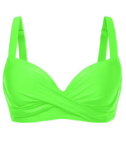 HOTWomen Underwire Bikini Top - Bra Padded Push Up Swimsuit Top | Twist Front Design, Wide Adjustable Straps,Unremovable Cups for Fixed Lift,Full Lining,3-gear Adjustable Hook Closure