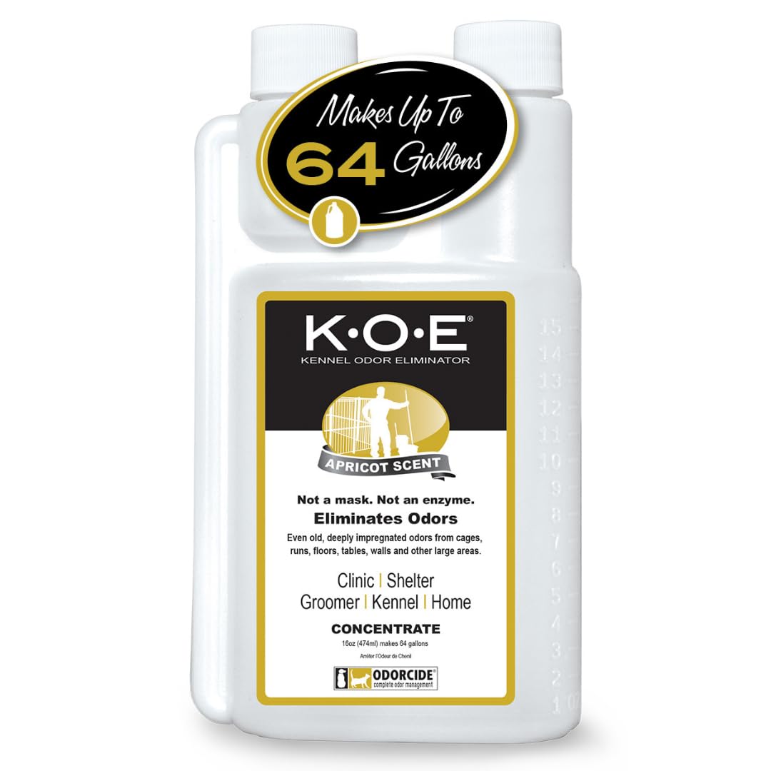 HOTOdorcide K.O.E Kennel Odor Eliminator Concentrate, Fresh Scent, 16 oz - Non-Enzymatic Formula for Cages, Runs, Home and Kennel Use
