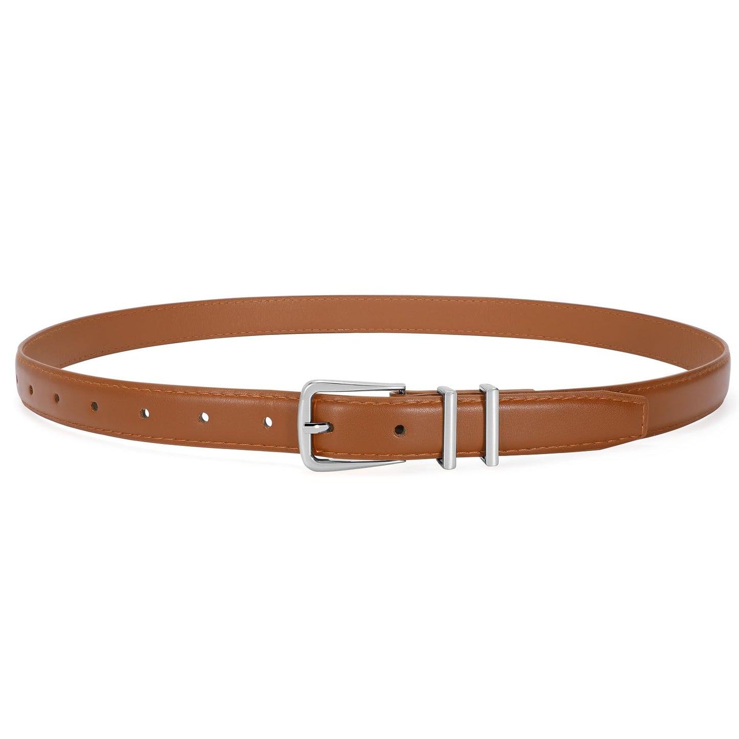 HOTVONMELLI Women Skinny Leather Belt Thin Waist Belt for Women Jeans Dress Fashion Ladies Belt with Gold Buckle