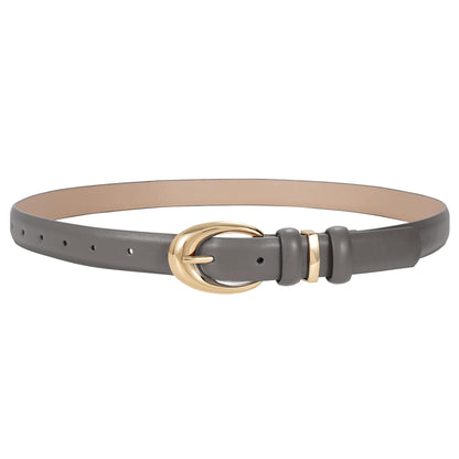HOTTRIWORKS Women Leather Belt for Jeans Pants Fashion Ladies Skinny Faux Leather Dress belt with Gold Buckle