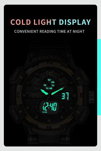 HOTKXAITO Men's Watches Sports Outdoor Waterproof Military Wrist Watch Date Multi Function Tactics LED Alarm Stopwatch
