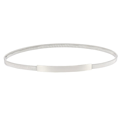 HOTVONMELLI Skinny Metal Cinch Belt for Dress Stretch Thin Waist Belt for Women Gold/Silver